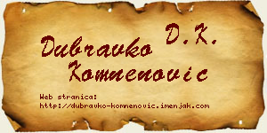 Dubravko Komnenović vizit kartica